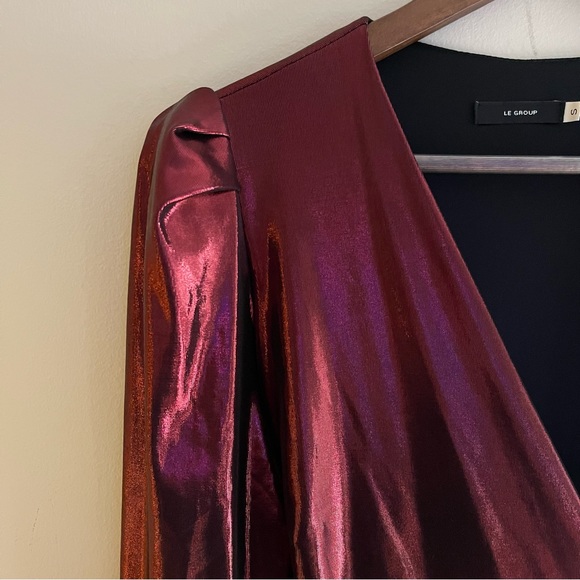 Le Group Made in Italy Metallic Wrap Dress - Picture 3 of 11